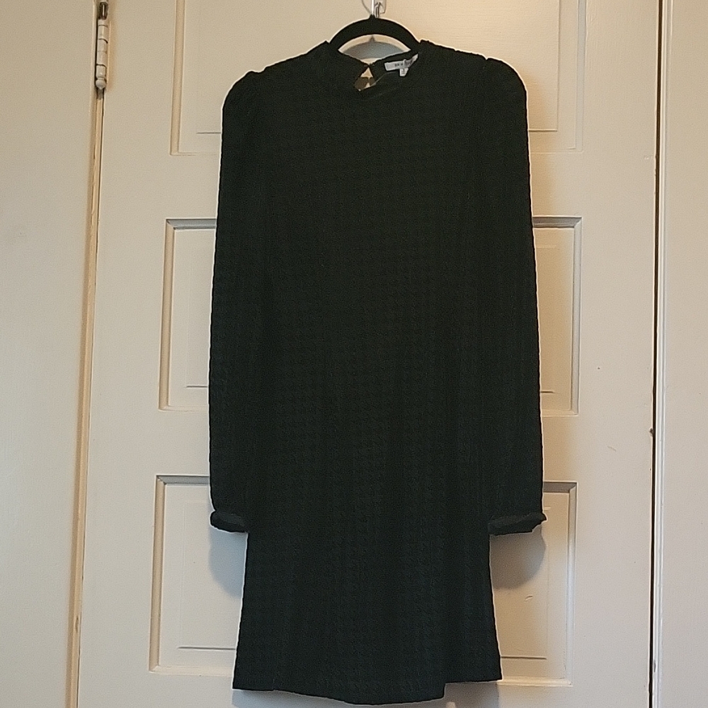 Chic Black Houndstooth Mini Dress